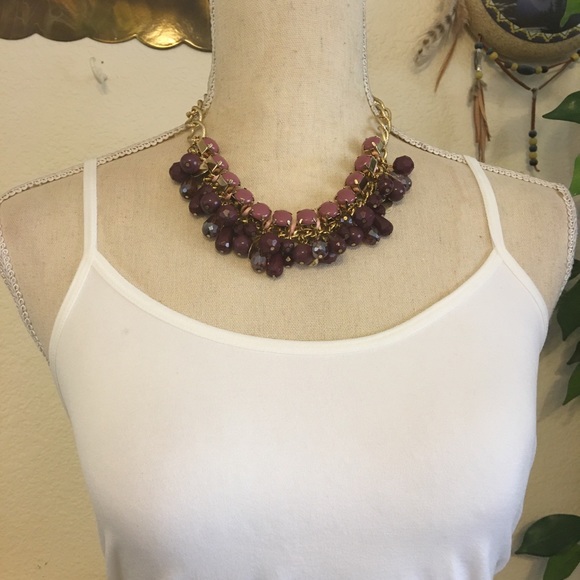 Talbots misty lavender cluster beaded necklace - Picture 4 of 9